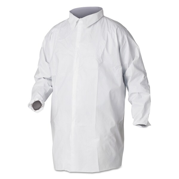 A40 Lab Coat, Microporous Film, Five-Snap Closure Closure, White, XL, 30 PK